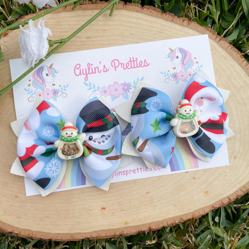 Snowman Piggie Ribbon Bow