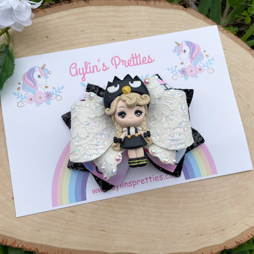 Black Kitty Friend Ribbon Bow