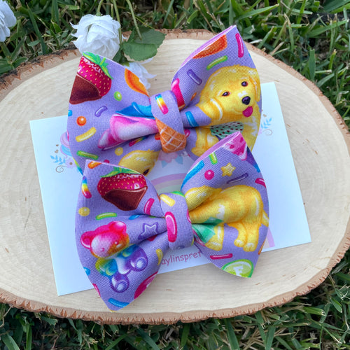 Rainbow Puppy Puff Bow Piggies 3