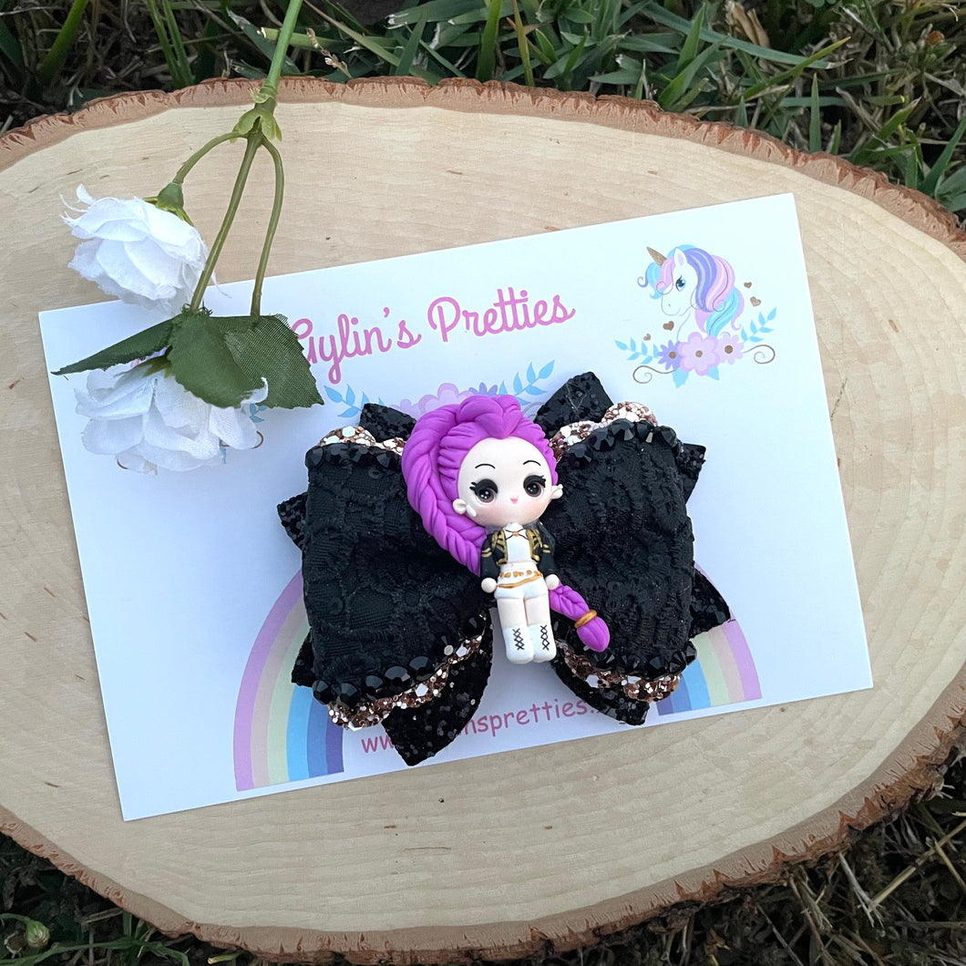 Demon Hunters Purple Hair Girl White Outfit