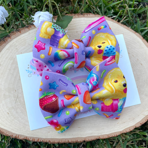 Rainbow Puppy Puff Bow Piggies 2