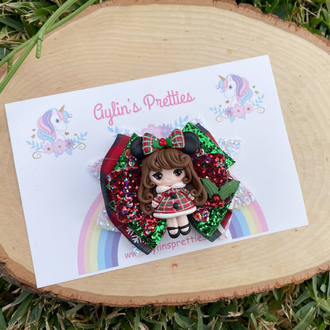Mouse Christmas Girl Ribbon Bow