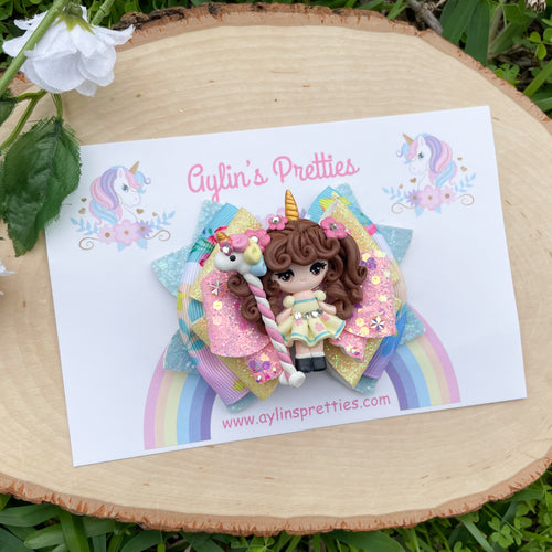 Unicorn Wand Girl Ribbon Bow