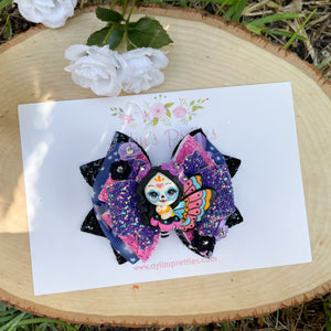 Skull Butterfly Ribbon Bow