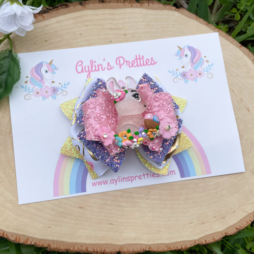 Clear Bunny Ribbon Bow