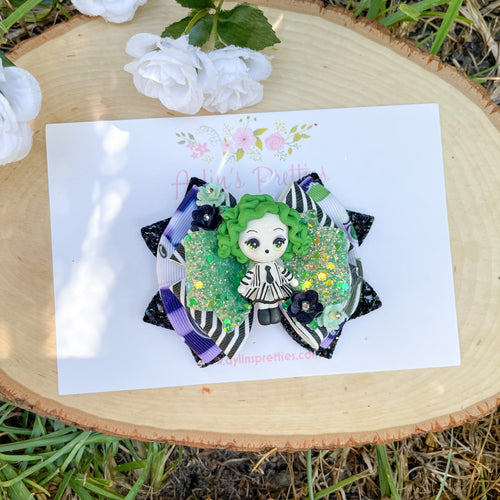 Green Hair Villian Ribbon Bow