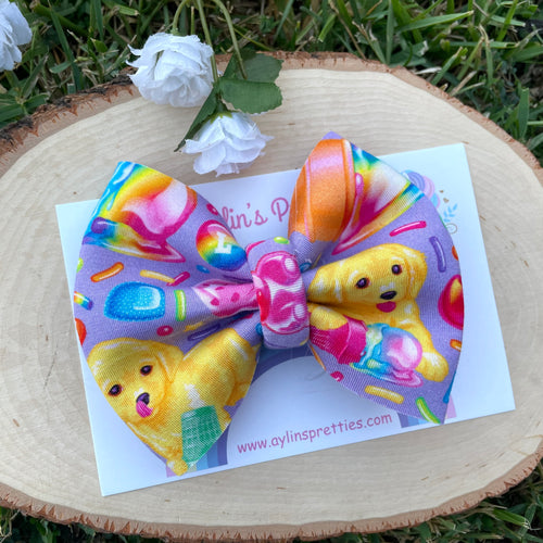 Rainbow Puppy Puff Bow