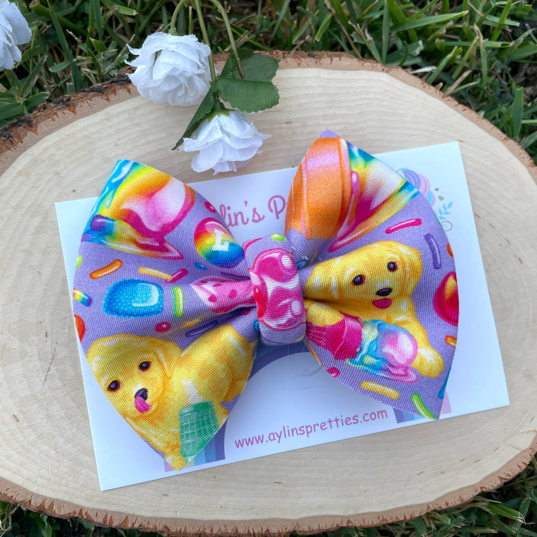 Rainbow Puppy Puff Bow