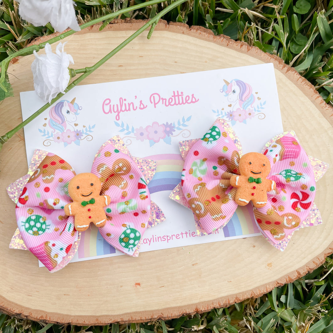Gingerbread Piggie Ribbon Bows