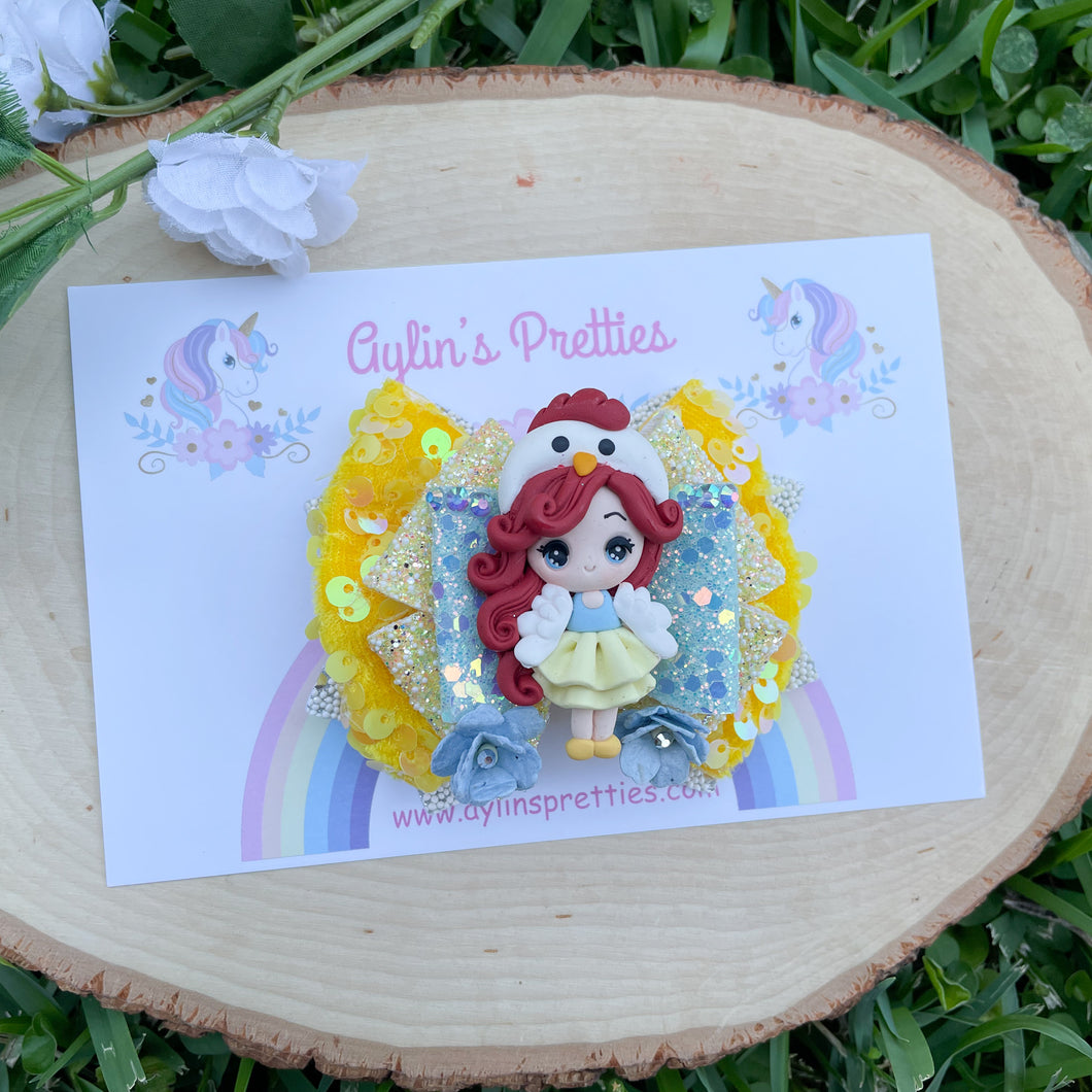 Chicken Girl Ribbon Bow
