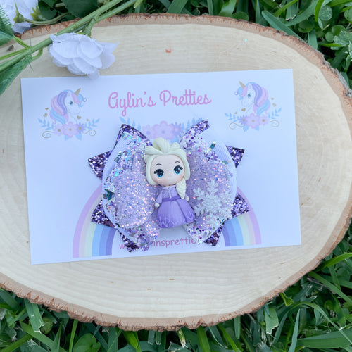 Purple Dress Ice Princess Ribbon Bow