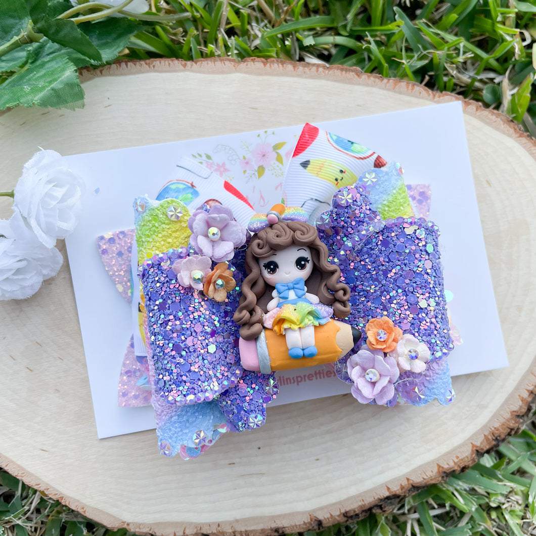 Rainbow School Girl on Pencil