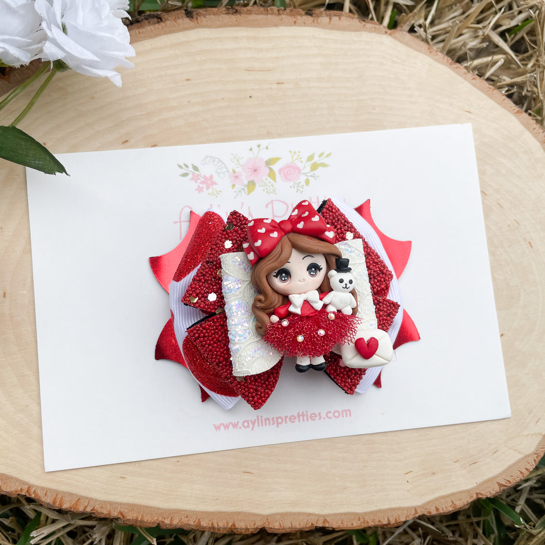 Girl With Bear Ribbon Bow