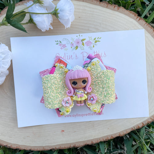 Pink Hair Girl  Ribbon Bow
