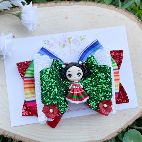Pigtail Traditional Girl Ribbon Bow