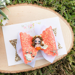 Orange Mermaid Ribbon Bow