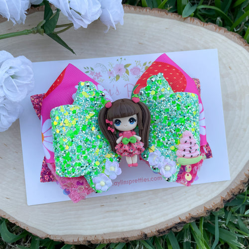 Strawberry Dress Girl Ribbon Bow