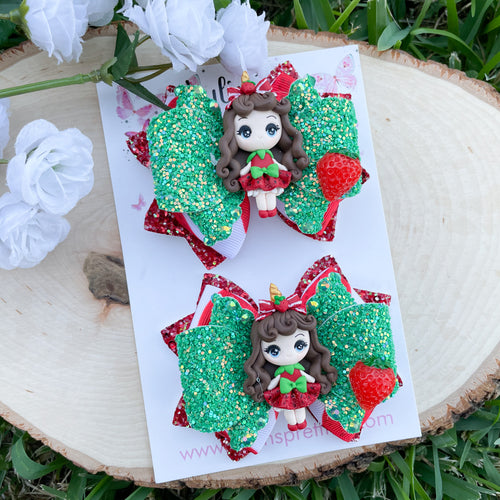 Unicorn Strawberry Girl Ribbon Piggies