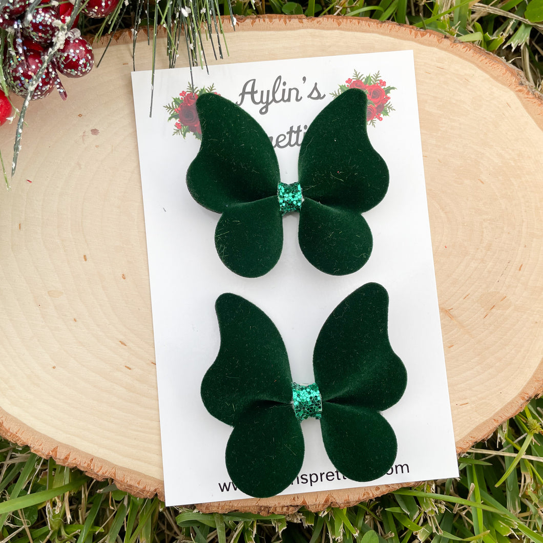Emerald Velvet Butterfly Piggies