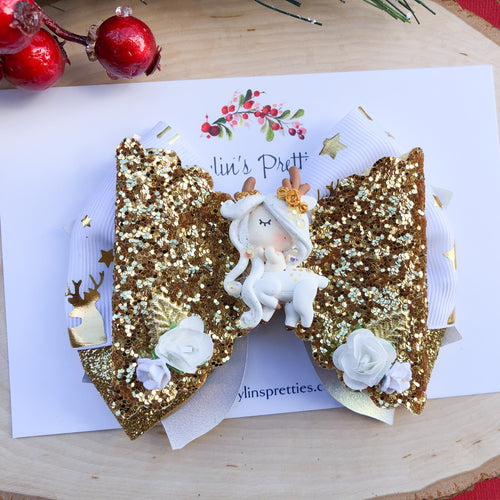 White Deer Ribbon Bow