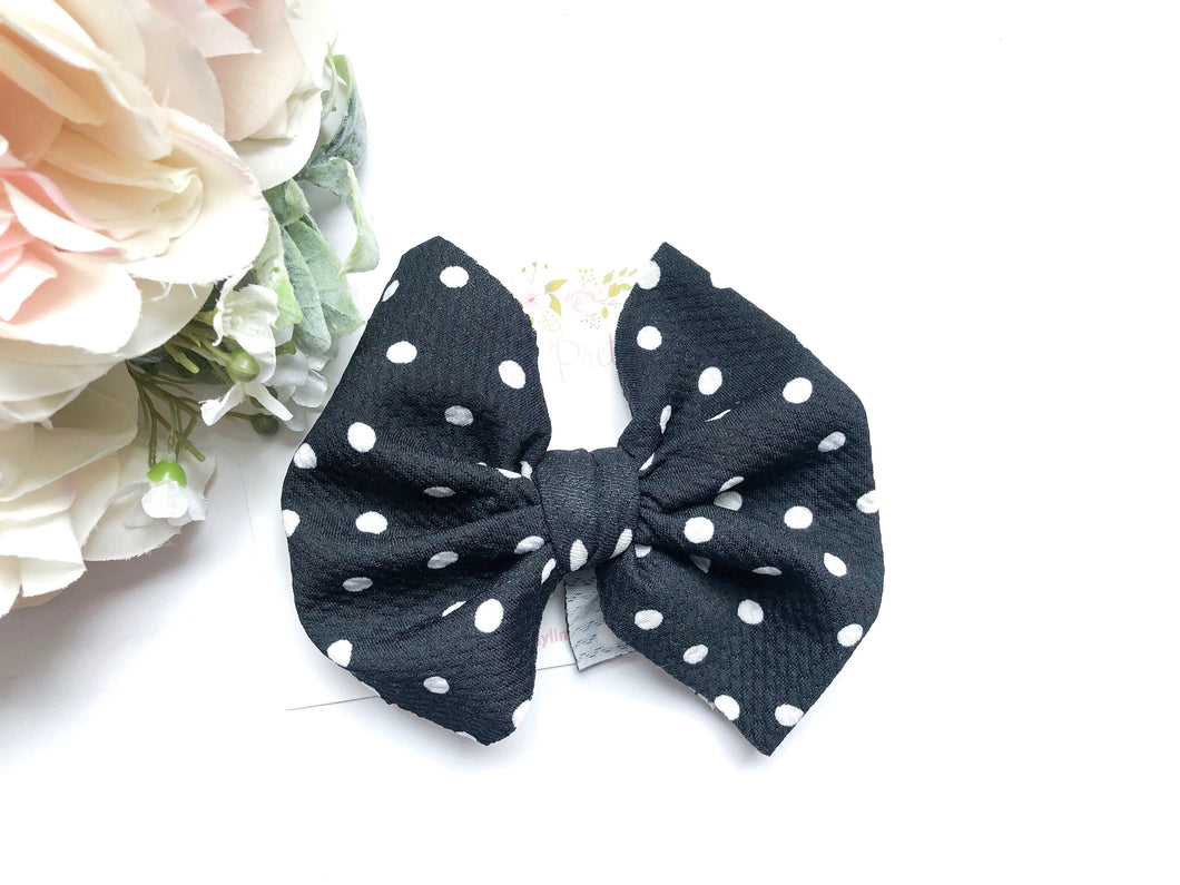 Black with White Polka Dots Big Bow