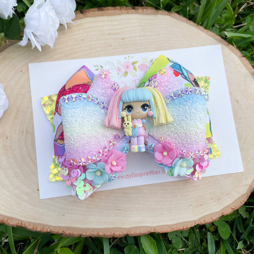 Rainbow Bunny Doll Ribbon Bow