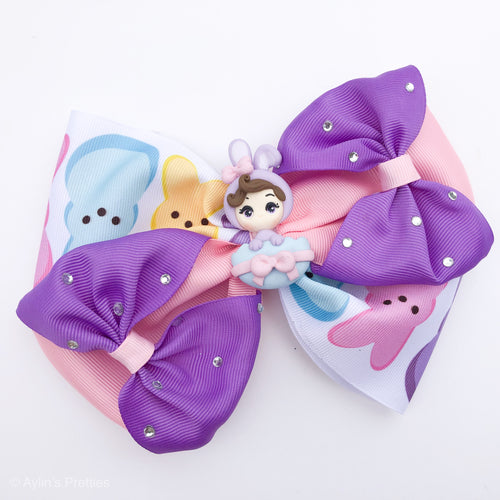 Bunny Girl In Egg Ribbon Bow