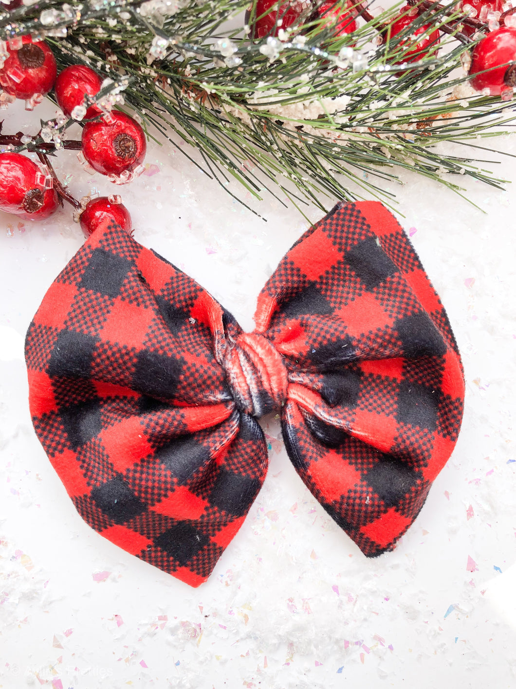 Buffalo Plaid Velvet Big Bow