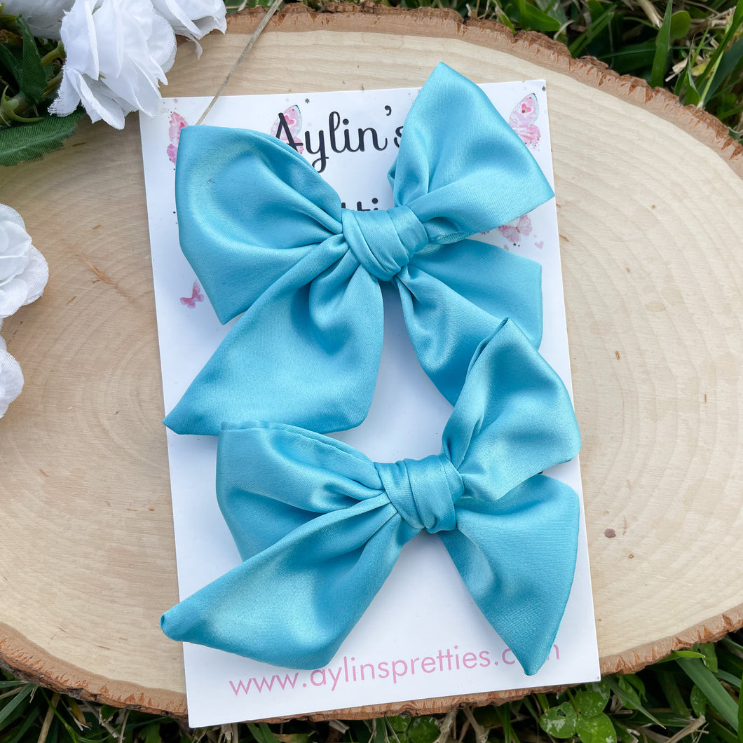 Winter Blue Satin Bows