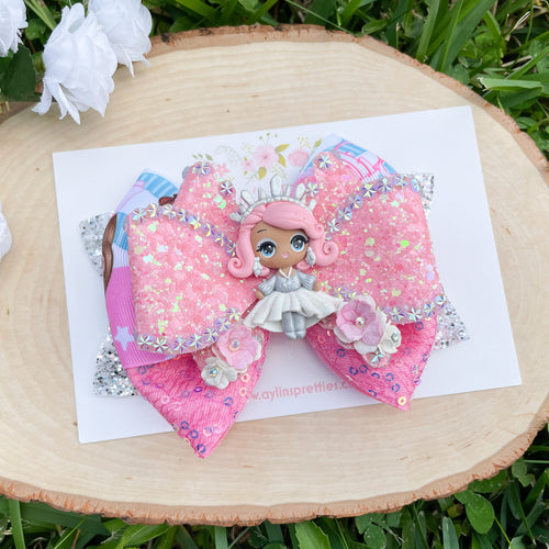 Pink Hair Doll Ribbon Bow