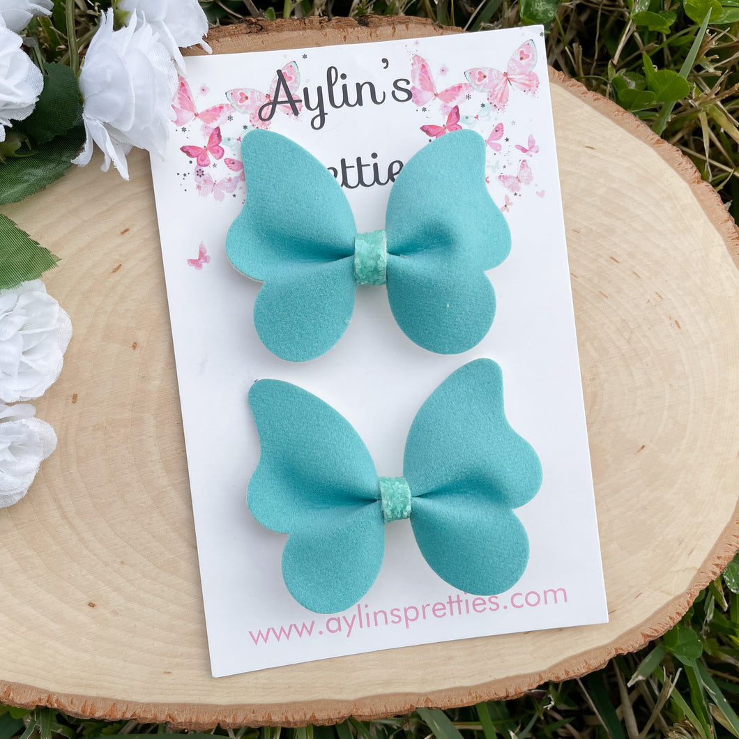Turquoise Velvet Butterfly Piggies