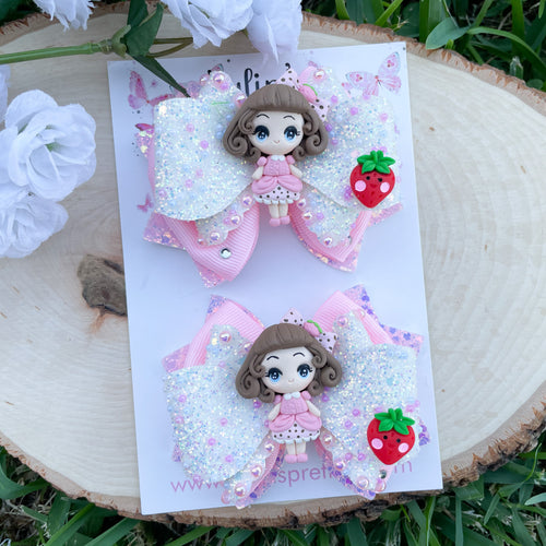 Pink Strawberry Dress Ribbon Piggies