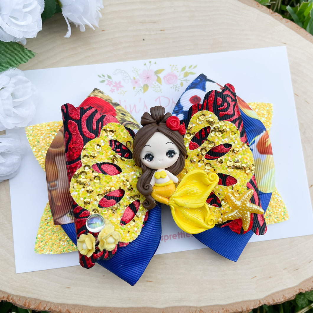 Mermaid Rose Princess Ribbon Bow