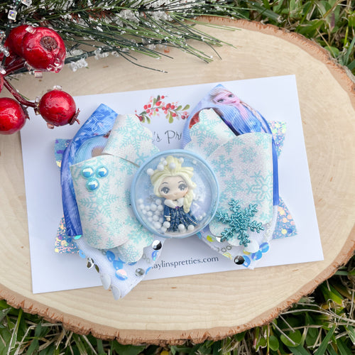 White Hair Snow Globe Princess Ribbon Bow