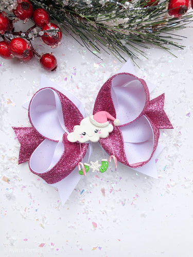 Christmas Pink Cloud Ribbon Bow