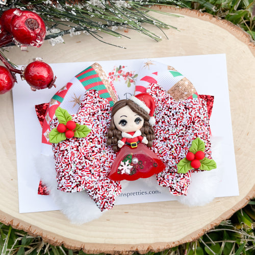 Santa Girl Shaker Ribbon Bow