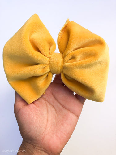 Mustard Velvet Big Bow