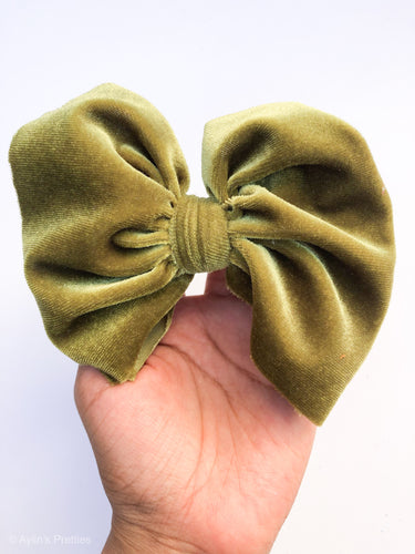 Velvet Olive Big Bow