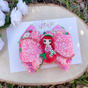 Girl on Strawberry Ribbon Bow