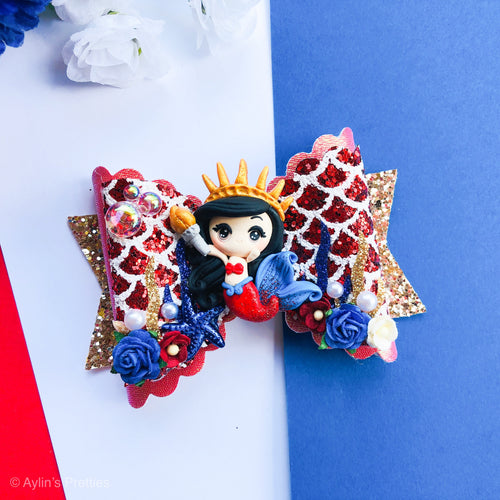 Red Patriotic Mermaid (brown hair)
