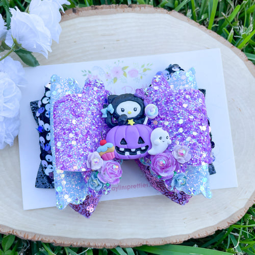 Halloween Kitty Ribbon Bow