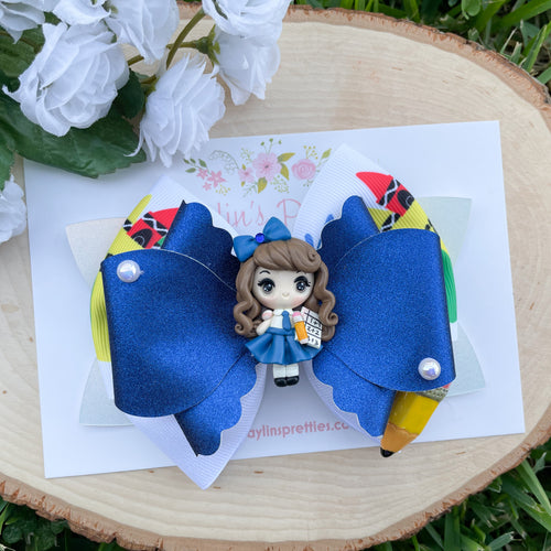 Back to School Girl Ribbon Bow