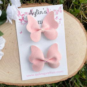 Ballet Pink Velvet Butterfly Piggies