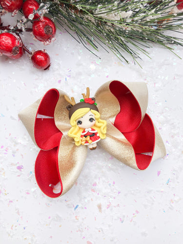 Antler Blonde Girl Ribbon Bow