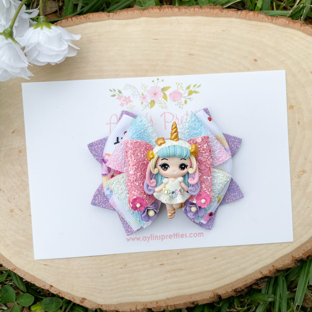 Unicorn Girl Ribbon Bow