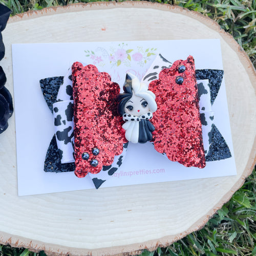 Dalmatian Evil Queen Ribbon Bow