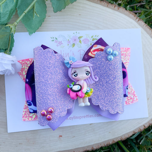 Purple Game Girl Ribbon Bow