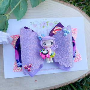 Purple Game Girl Ribbon Bow