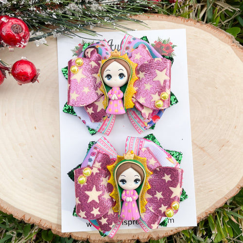 Pink Virgencita Ribbon Piggies