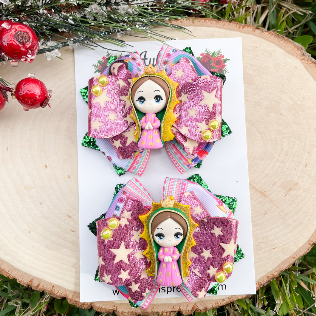 Pink Virgencita Ribbon Piggies